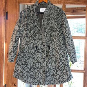 Zara Kids Leopard Print Parka Jacket Olive Green Size 11-12 152cm